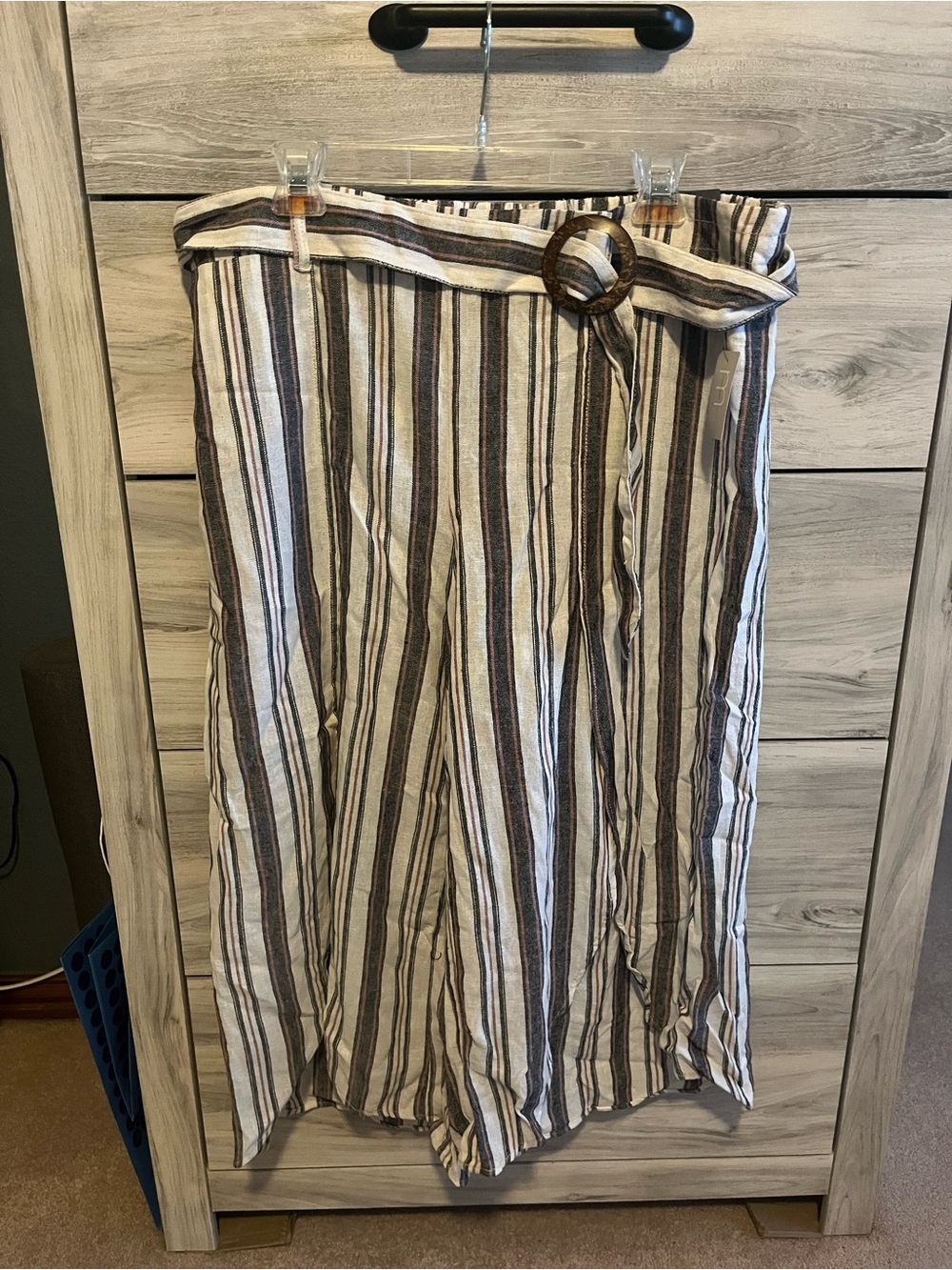 Maurices Striped Flowy Front Split Wide Leg Crop Pants